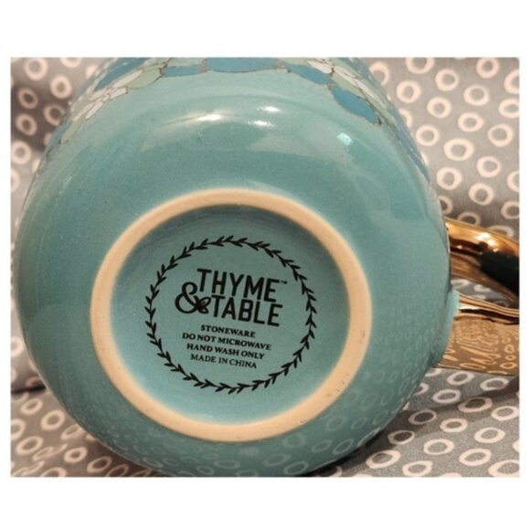 Thyme & Table Teal and Gold Stoneware Succulent Pattern Mug - Picture 7 of 7